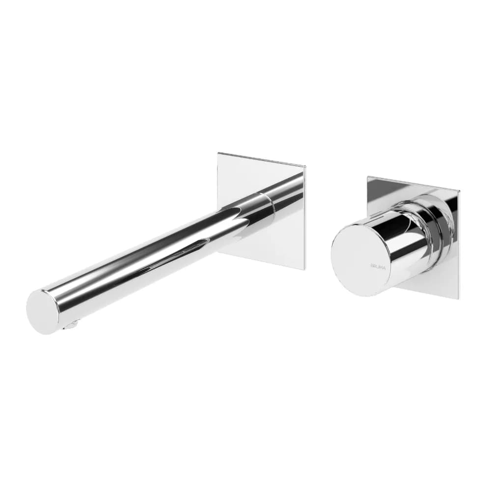 Monocomando de lavatório à parede, com 2 furos. Bica com 230mm