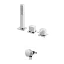 Deck-mounted bath-shower set with Quadra handshower and bath filler with waste and overflow: Lever 2