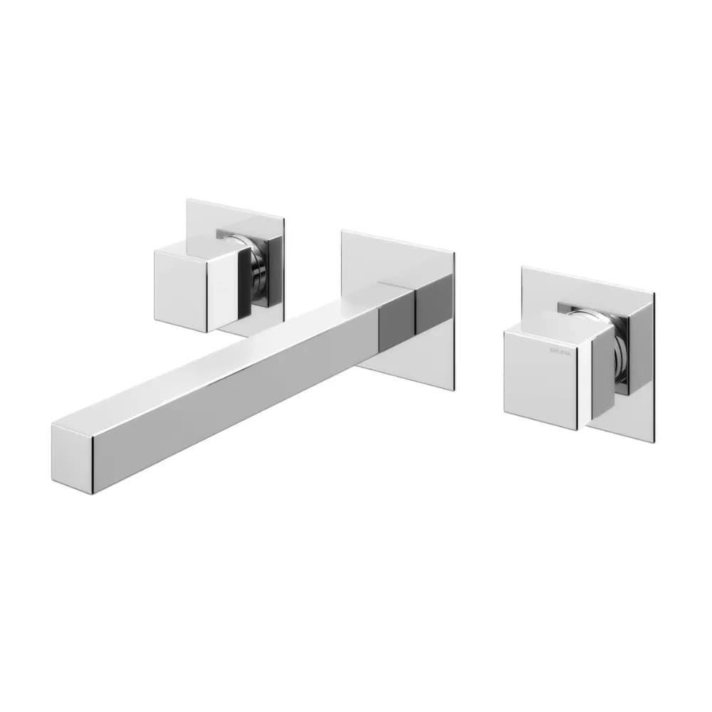 3 hole, wall basin mixer. Spout with 230mm