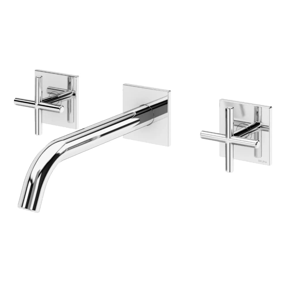 3 hole, wall basin mixer. Spout with 200mm