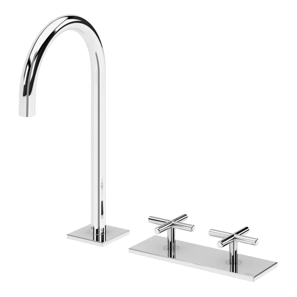 Deck-mounted, 3 hole basin mixer