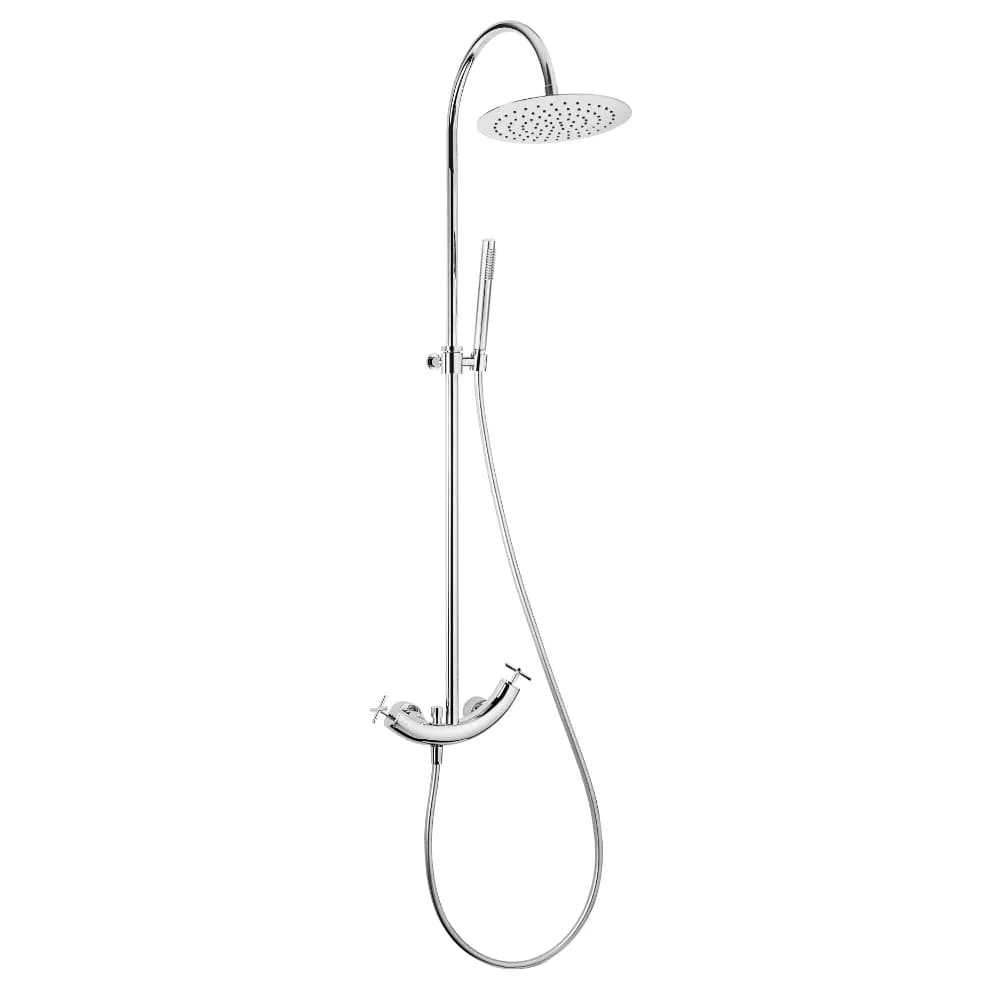 Shower system for wall mounting with inox adjustable head shower Ø250 mm and shower rail