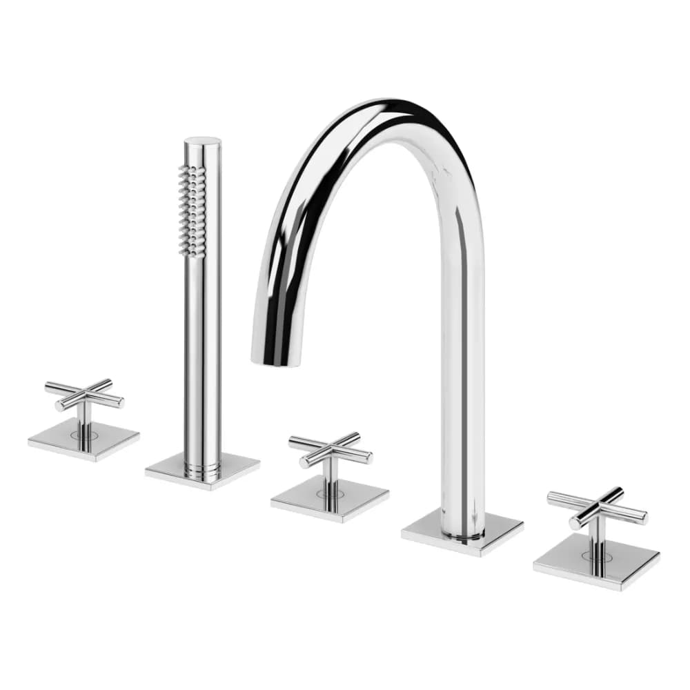 Deck-mounted 5-hole bath/shower mixer