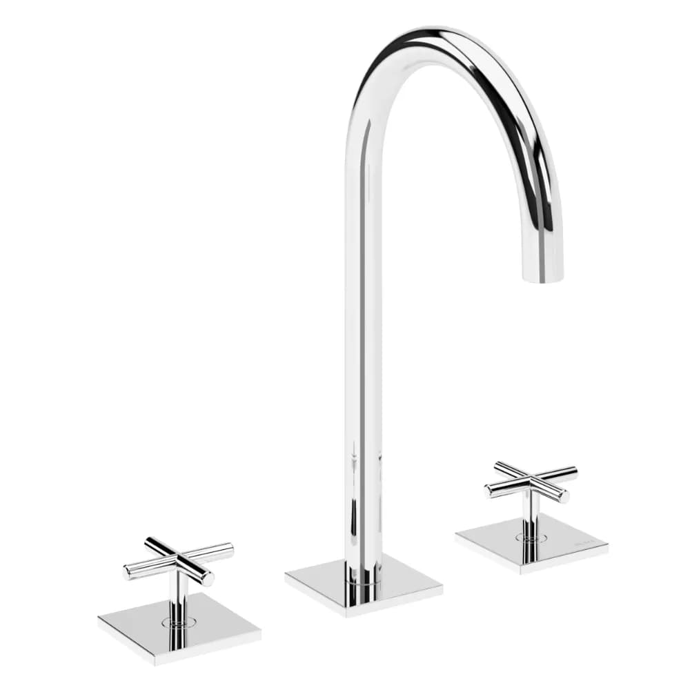 Deck-mounted, 3 hole basin mixer