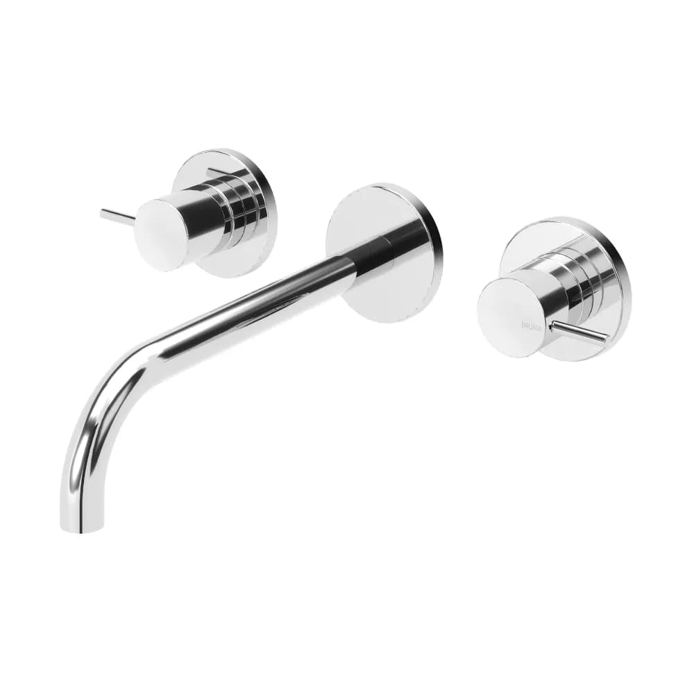 3 hole, wall basin mixer. Spout with 210mm