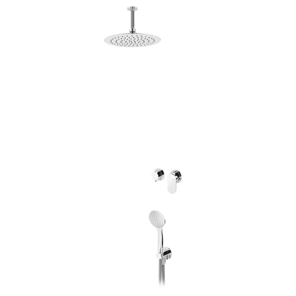 Option: Inox shower head Ø250 mm with ceiling shower arm 100 mm