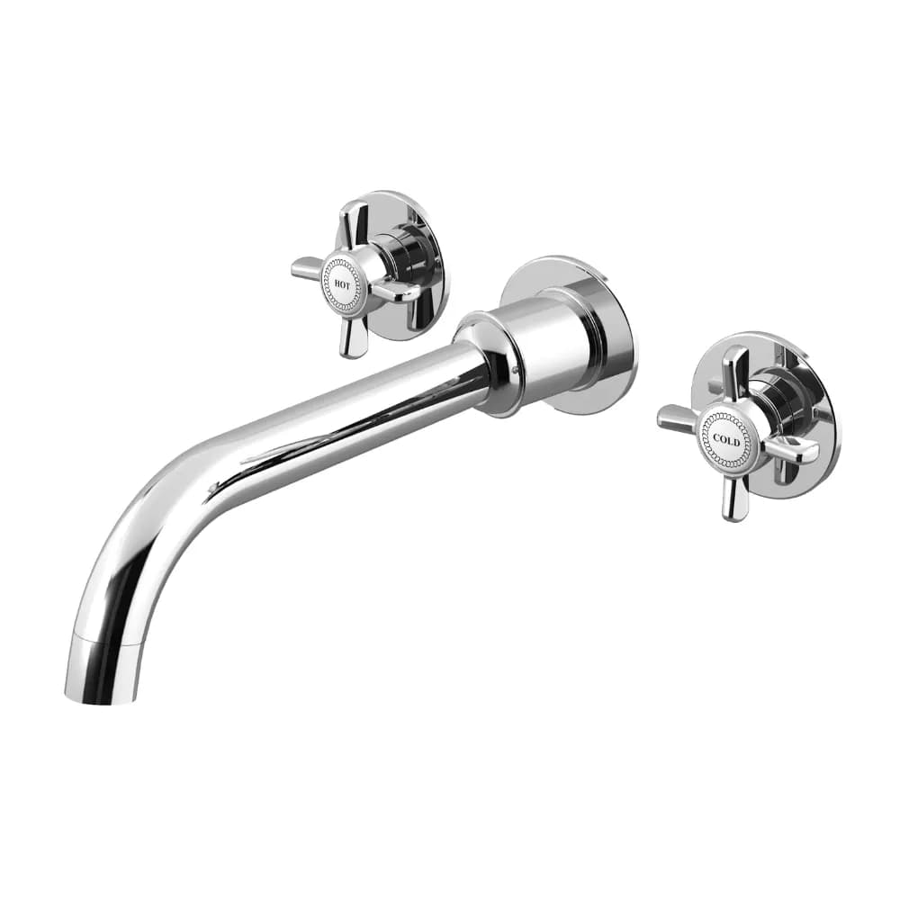 3 hole, wall basin mixer. Spout with 235mm