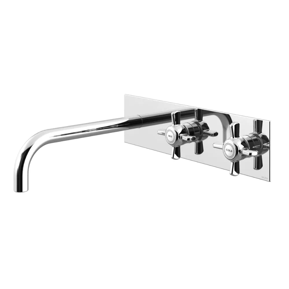 Wall basin mixer with wall escutcheon. Spout with 170mm