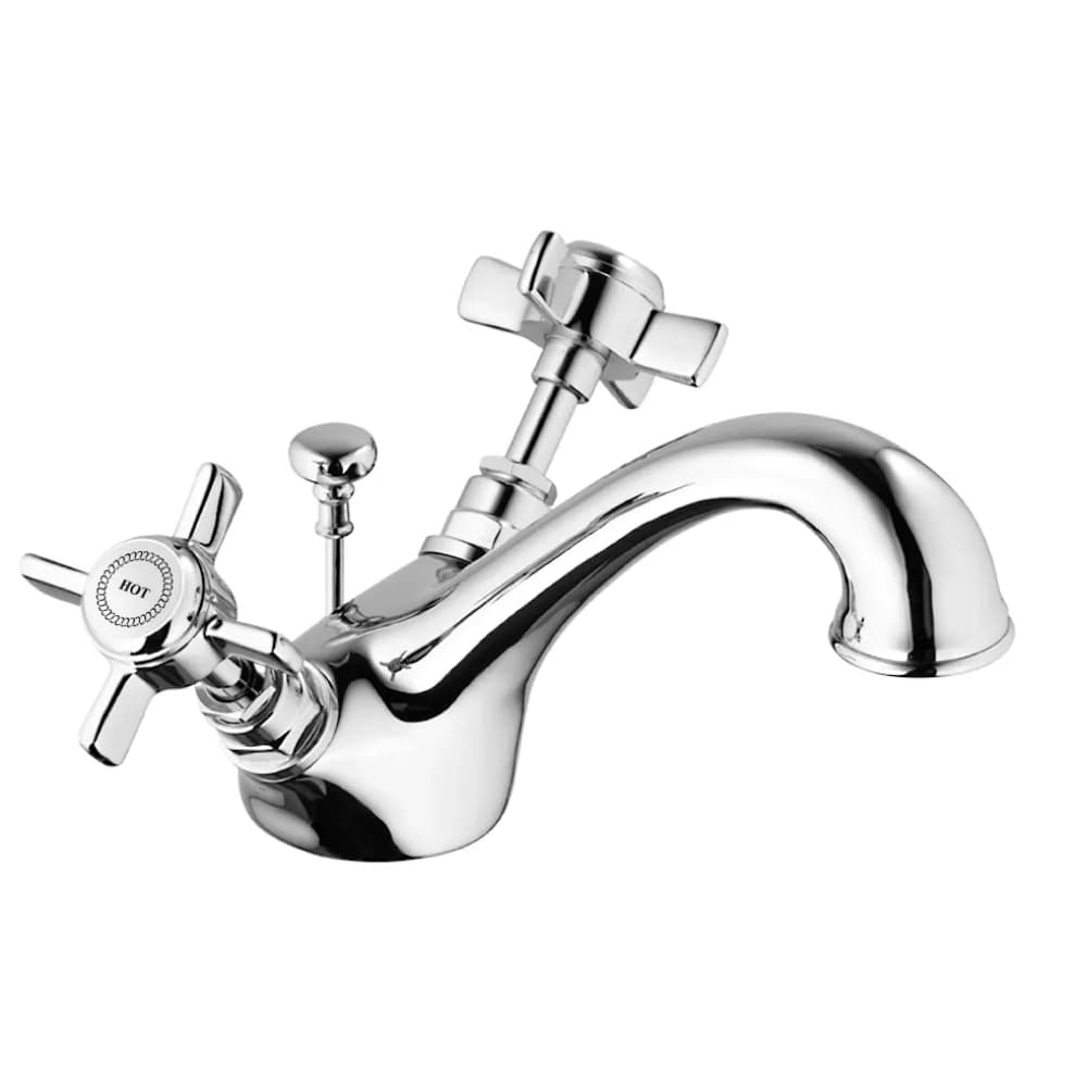Basin mixer, with pop-up waste set