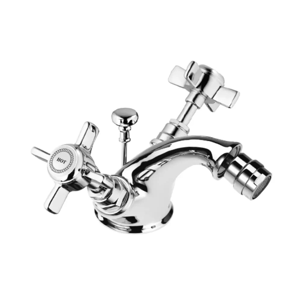 Bidet mixer, with pop-up waste set