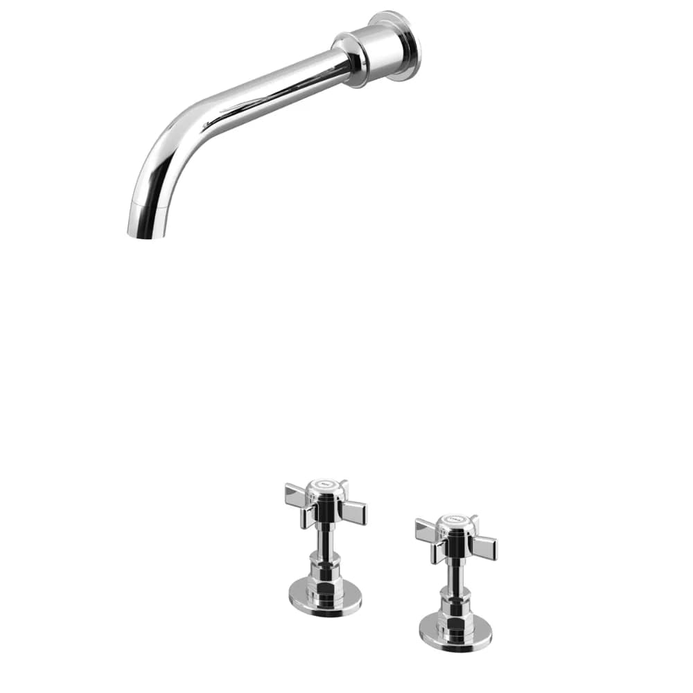 2 hole deck-mounted mixer, with wall basin spout with 235mm
