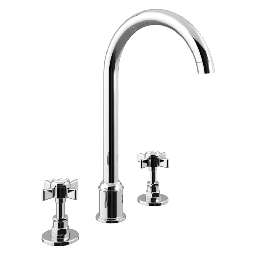 Deck-mounted, 3 hole basin mixer