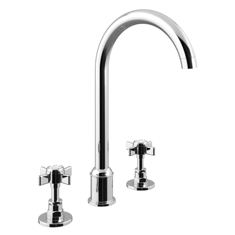 Deck-mounted, 3 hole basin mixer With push-open waste set 1 1/4’’ - Elo