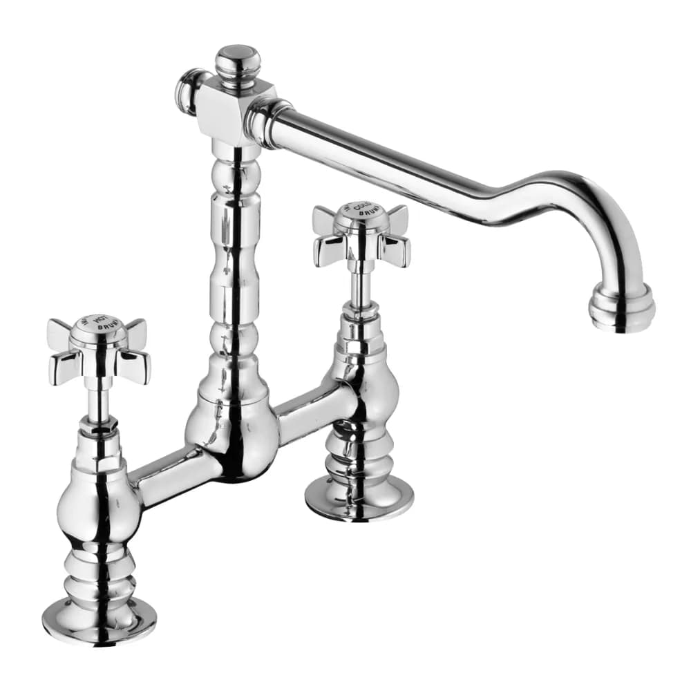 Deck-mounted, 2 hole basin mixer, swivel spout