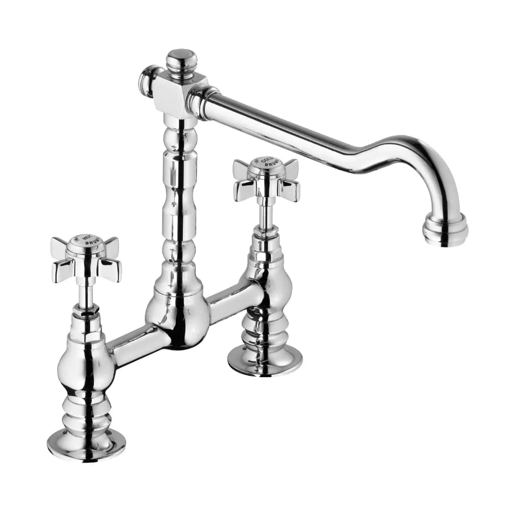 Deck-mounted, 2 hole basin mixer, swivel spout With push-open waste set 1 1/4’’ - Elo