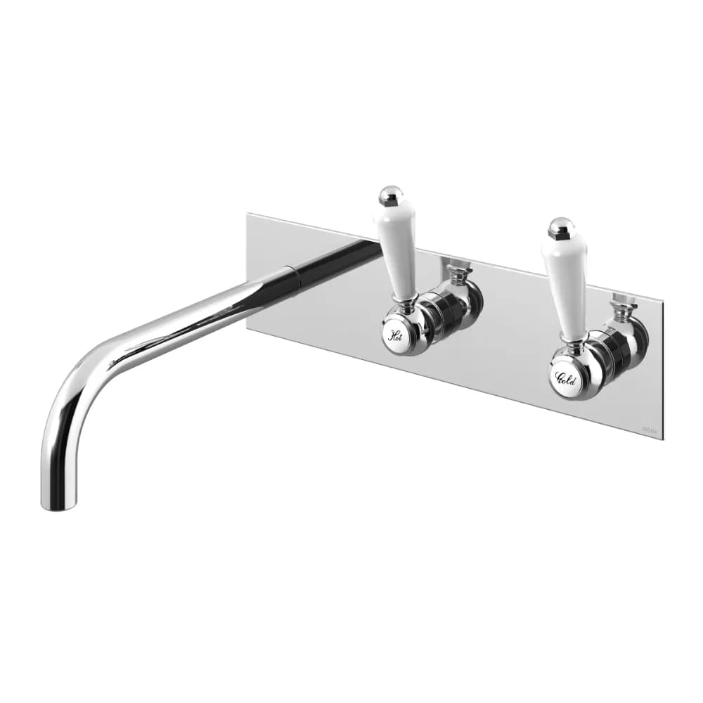 Wall basin mixer with wall escutcheon. Spout with 210mm