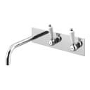 Wall basin mixer with wall escutcheon. Spout with 170mm