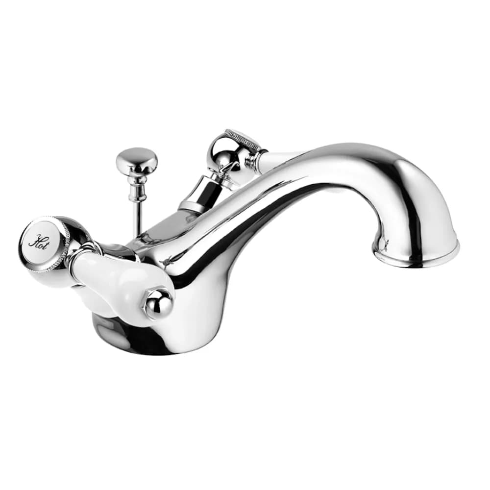 Basin mixer, with pop-up waste set