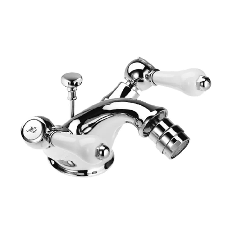 Bidet mixer, with pop-up waste set