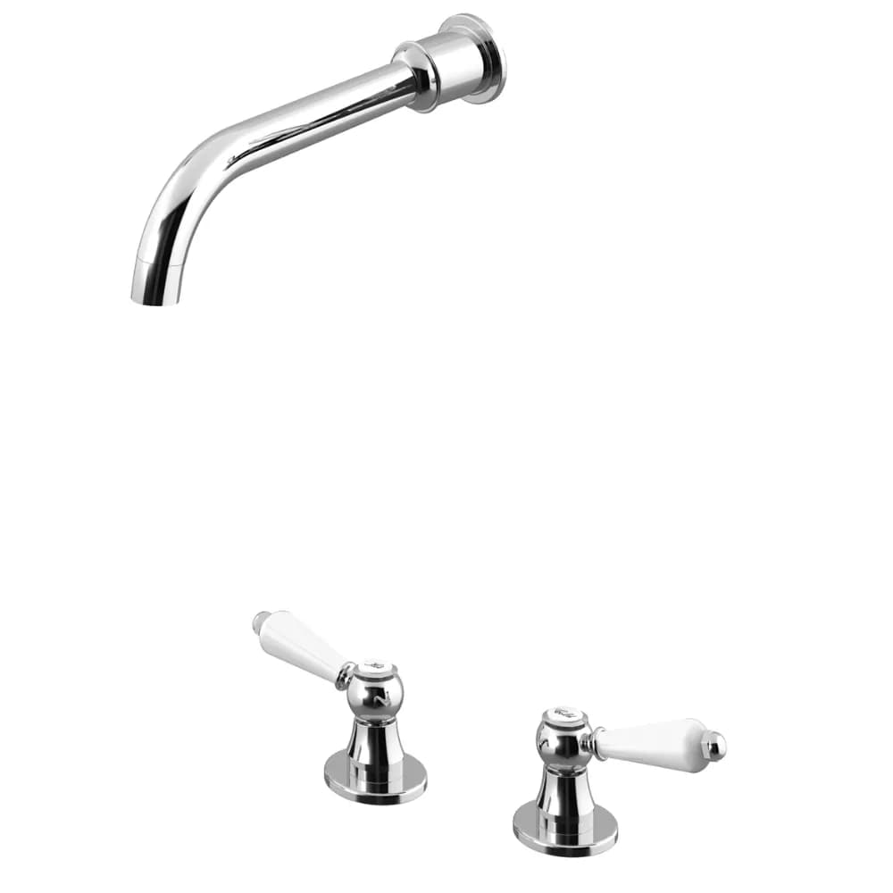 2 hole deck-mounted mixer, with wall basin spout with 235mm