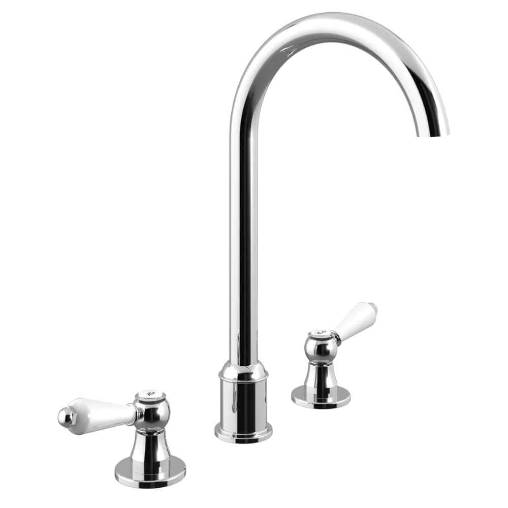 Deck-mounted, 3 hole basin mixer