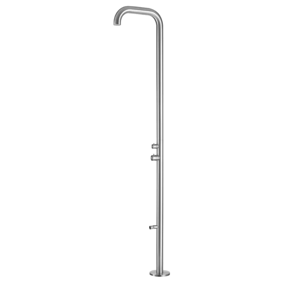Stainless steel outdoor shower column, with mixer, concealed showerhead and footwash - PL41MIX