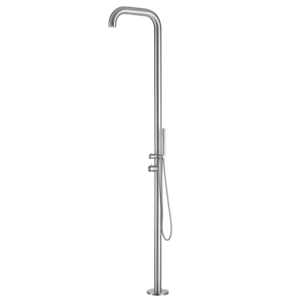 Stainless steel outdoor shower column, with mixer, concealed showerhead and handshower - PL40MIX