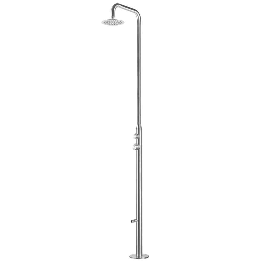 Stainless steel outdoor shower column, with stop valve, 200 mm showerhead and footwash - PL30