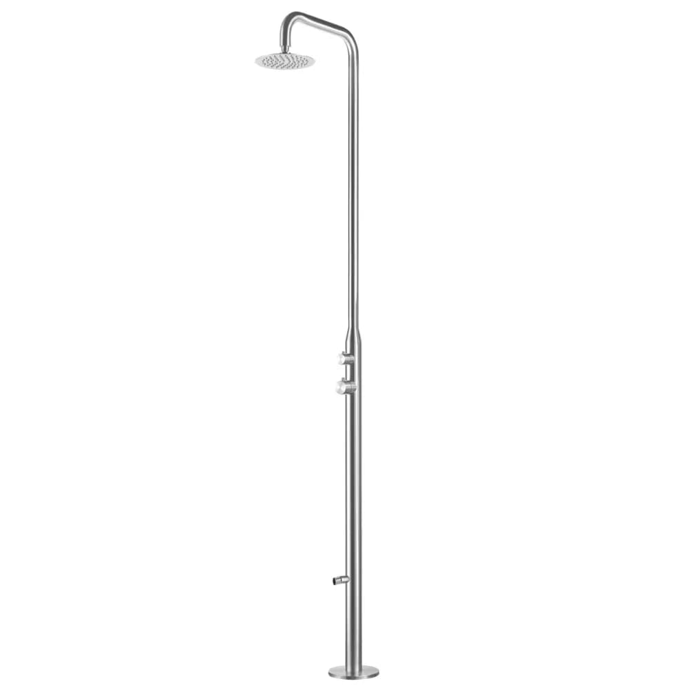 Stainless steel outdoor shower column, with mixer, 200 mm showerhead and footwash - PL30MIX