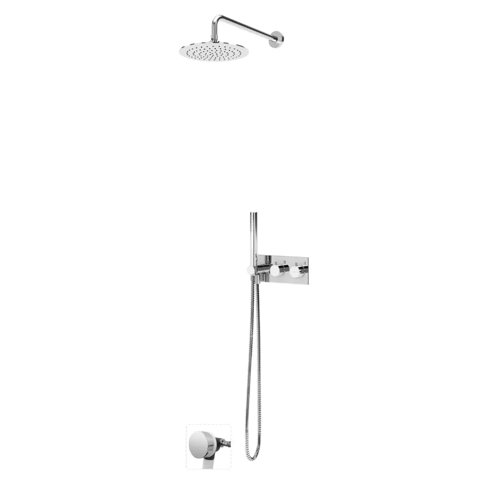 Thermostatic concealed bath-shower set with Inox shower head Ø250 mm, Elo handshower and bath filler with waste and overflow - Elo