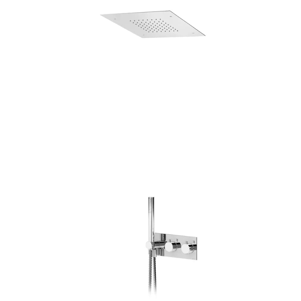 Option: Steel shower head for ceiling installation, 380x380 mm (Rain)