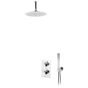 Thermostatic concealed shower set with ABS shower head Ø230 mm with ceiling shower arm 100 mm, Elo handshower set