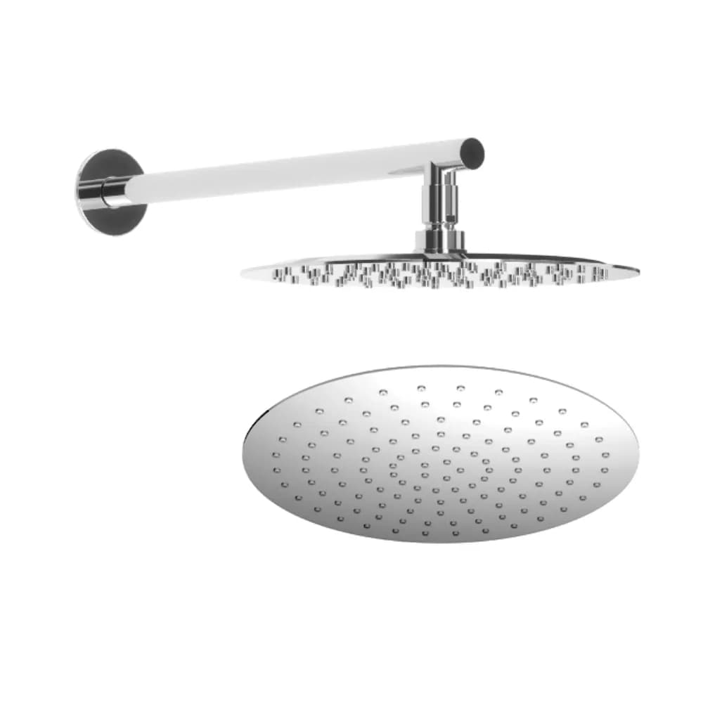 Steel shower head Ø300 mm with wall shower arm - FlowRS