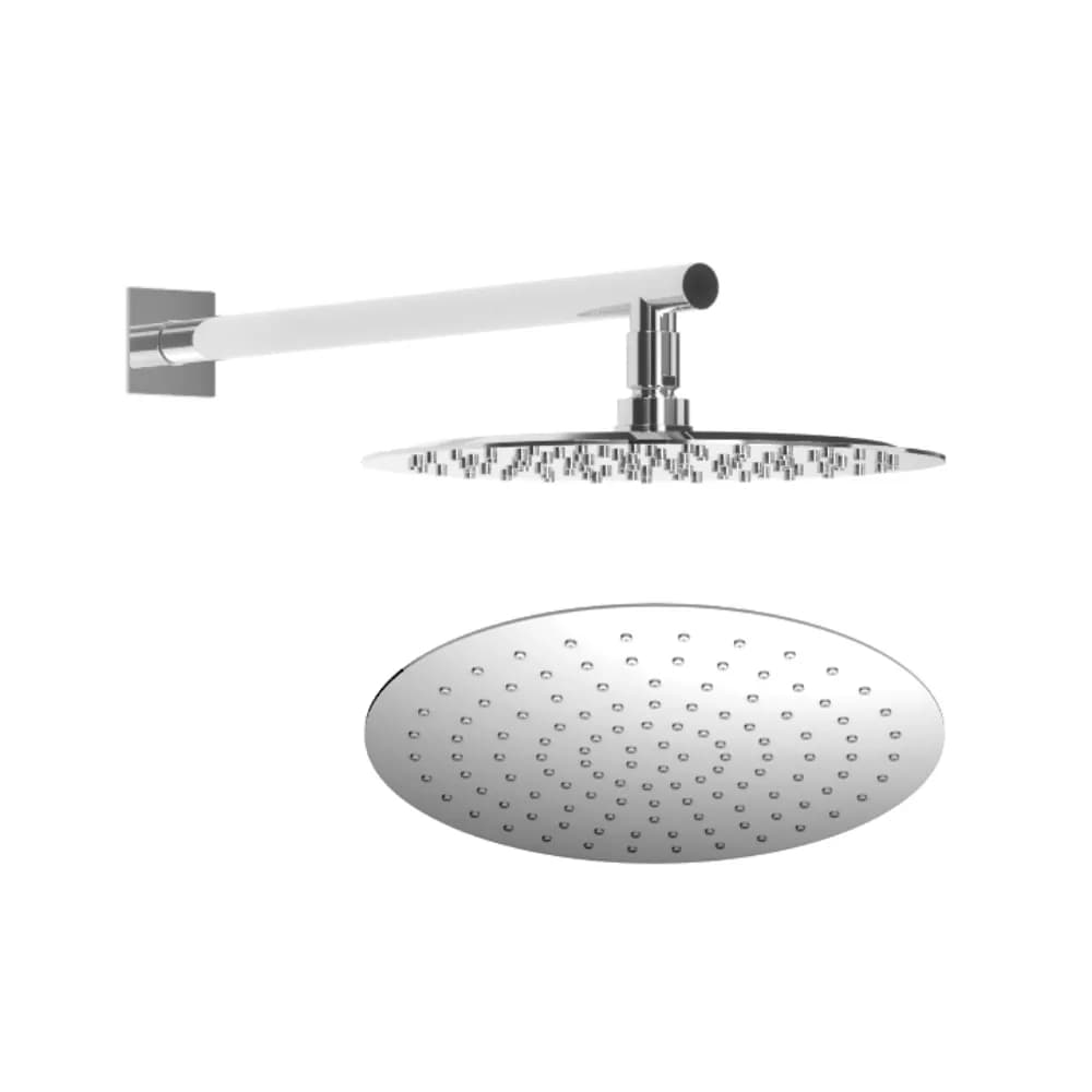 Steel shower head Ø250 mm with wall shower arm - FlowQ