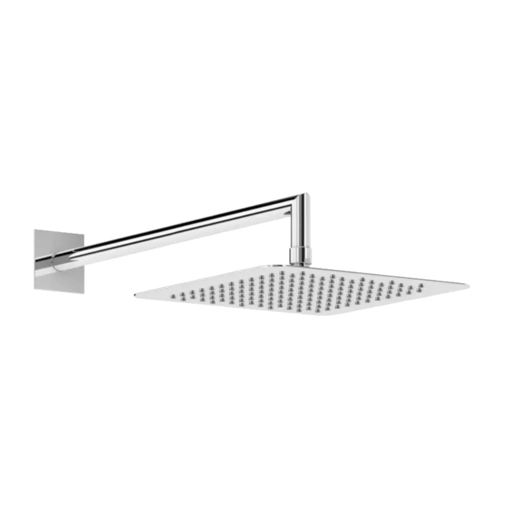 Steel shower head 200x200 mm with wall shower arm - QuadraBlue