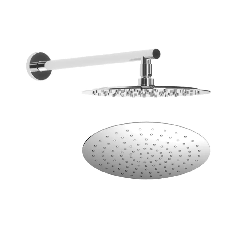Steel shower head Ø250 mm with wall shower arm - FlowRL