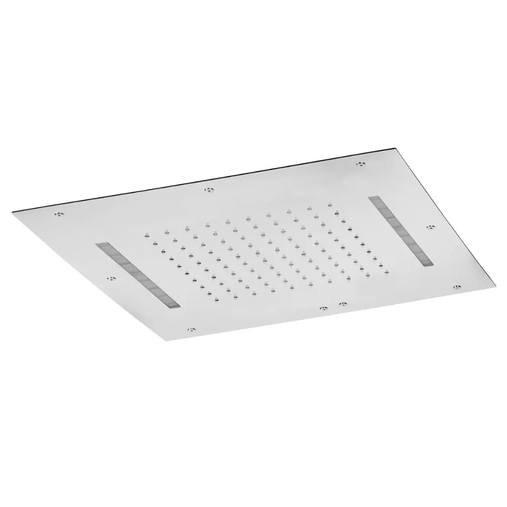 Chromotherapy steel shower head, for ceiling installation, 500x500 mm