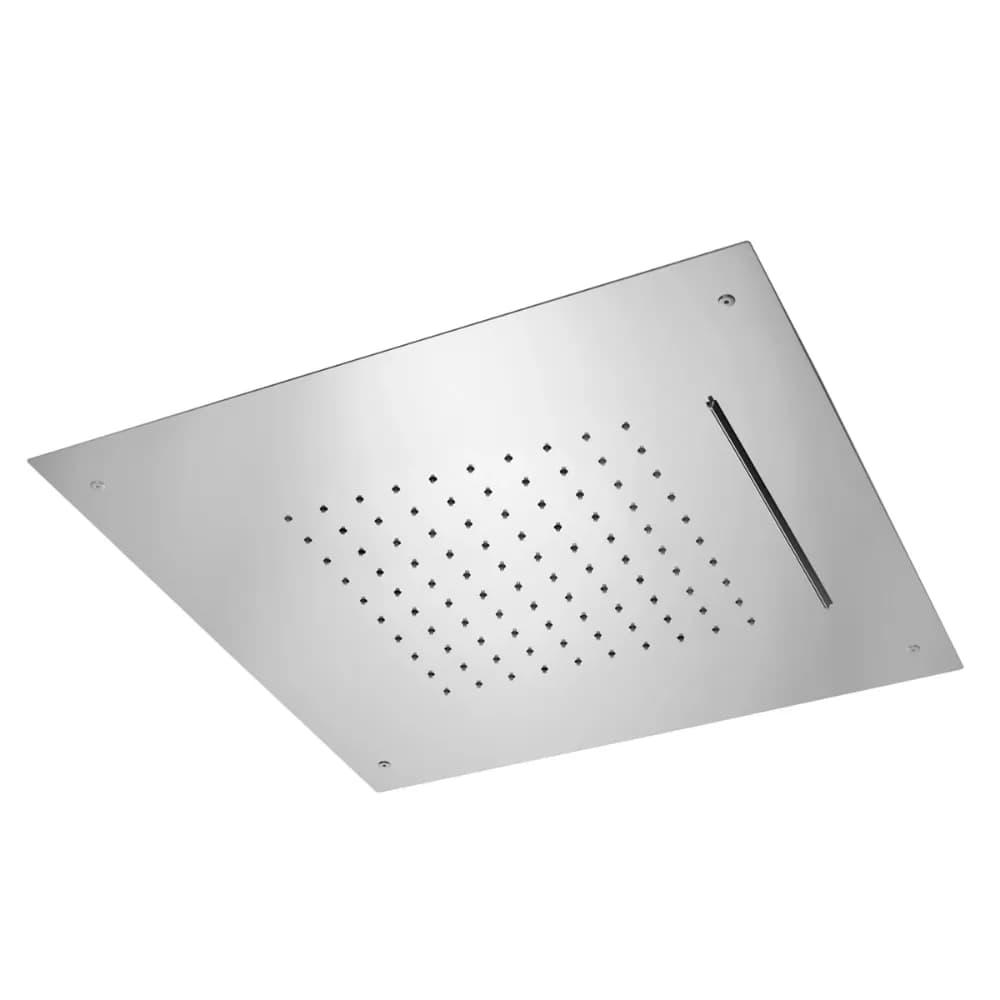 Steel shower head with cascade, for ceiling installation, 500x500 mm (Rain/Cascade)