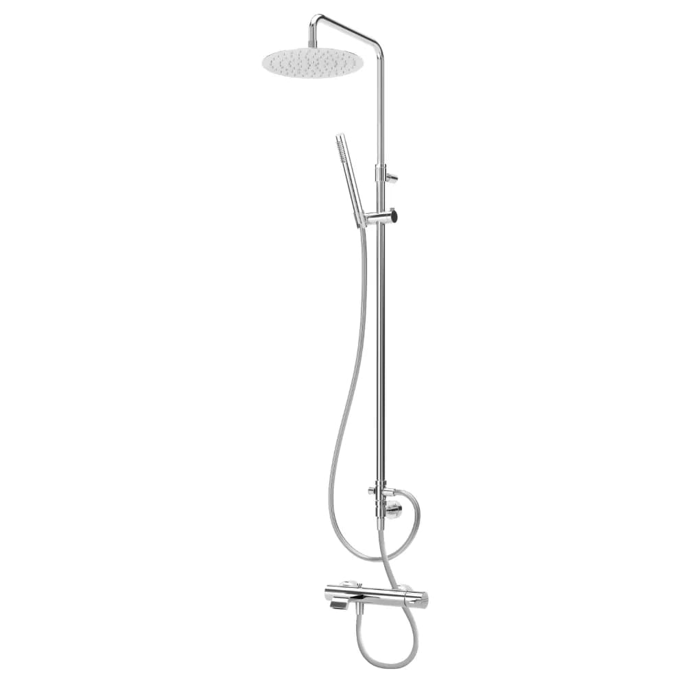 Bath-shower system for wall mounting with adjustable inox head shower Ø250mm and shower rail