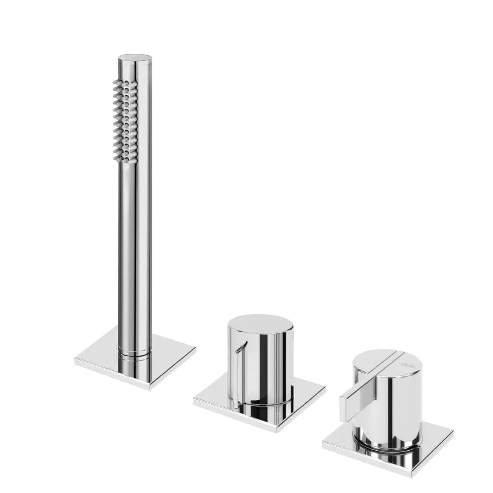 Deck mounted single lever shower mixer, with handshower set - 2 outlets