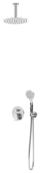 Sistema embutido de duche com chuveiro de tecto Ø230 mm em ABS e braço 100 mm e kit de chuveiro mão Emotion
