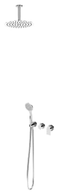  Chuveiro fixo de tecto Ø250 mm em inox e braço 100 mm