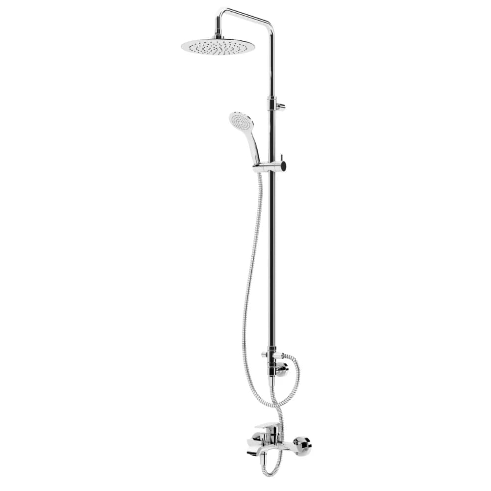 Bath-shower system for wall mounting with adjustable ABS head shower Ø230mm and shower rail