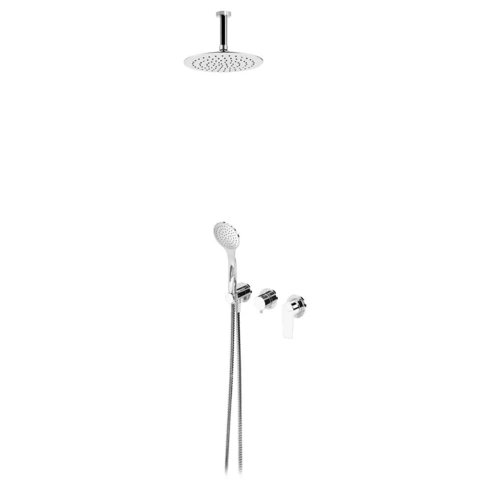 Option: Inox shower head Ø250 mm with ceiling shower arm 100 mm
