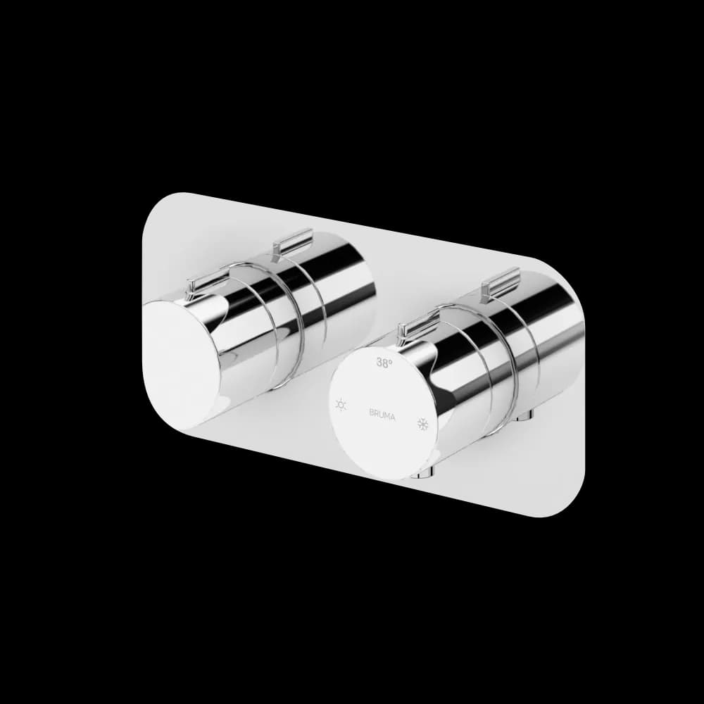 Concealed thermostatic mixer horizontal, with 2 outlets