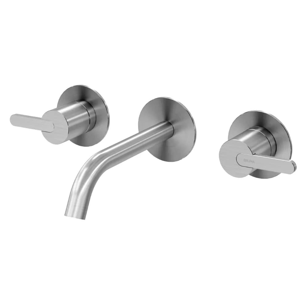 3 hole, wall basin mixer. Spout with 200mm