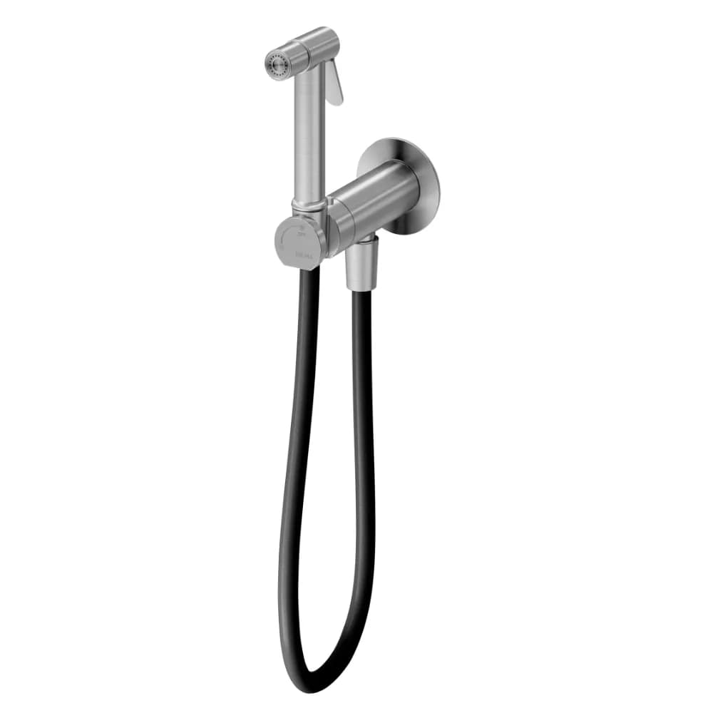 Stainless steel single lever mixer for bidet/toilets, 180º progressive opening