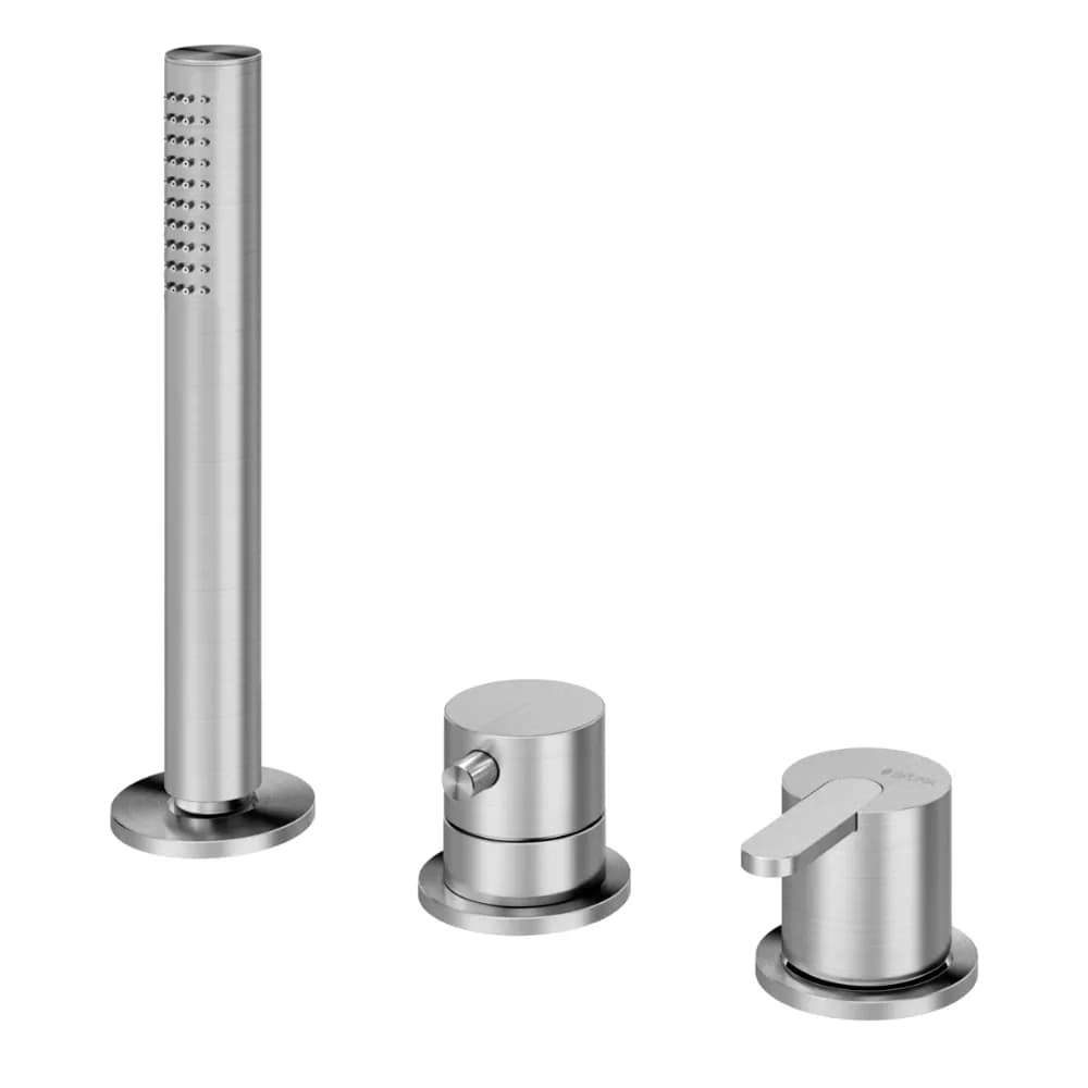 Deck-mounted single lever shower mixer, with handshower set - 2 outlets