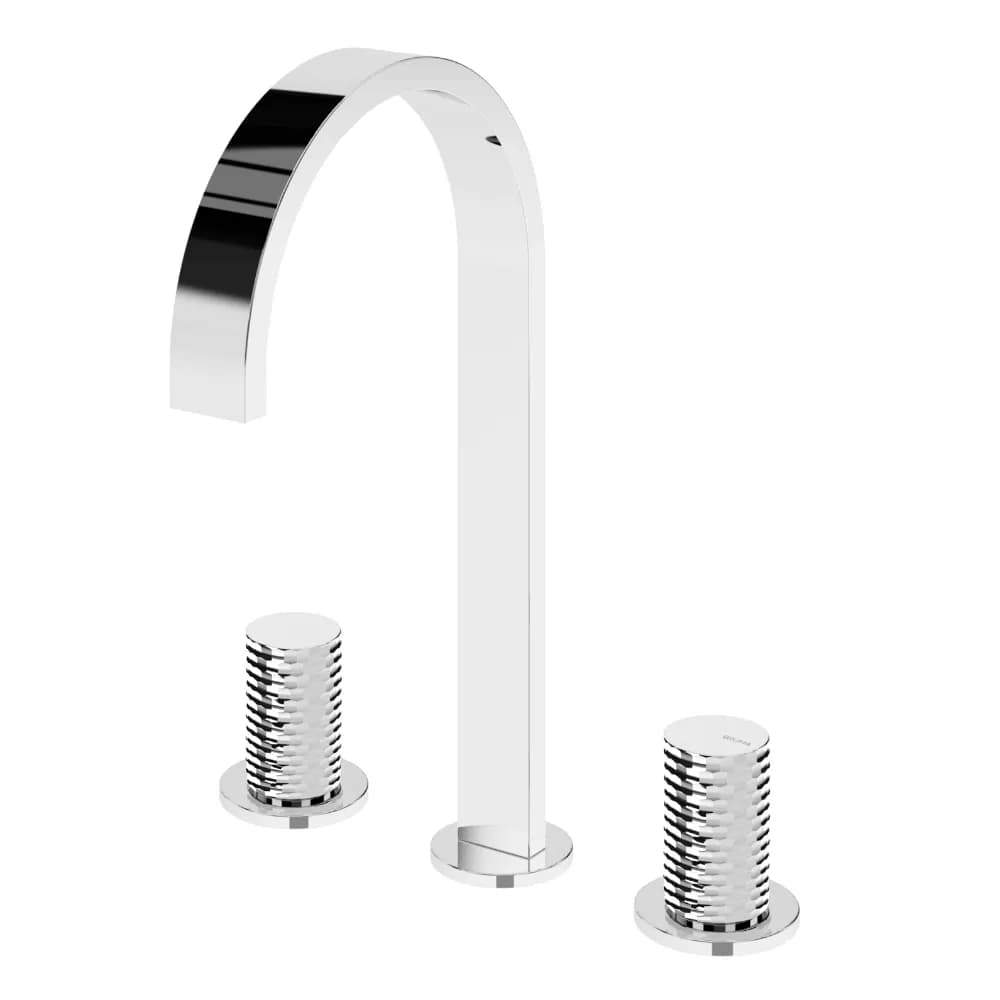 Deck-mounted, 3 hole basin mixer
