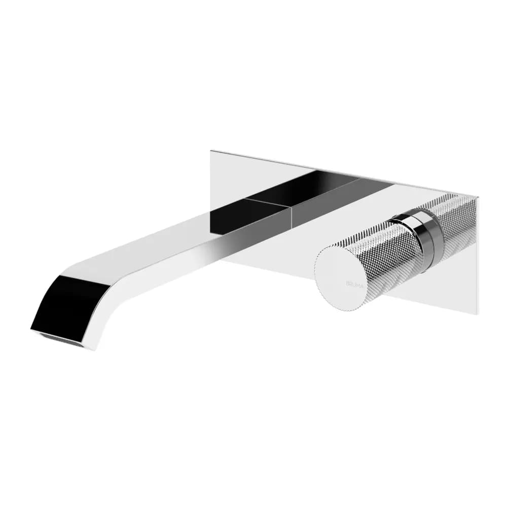 Wall basin mixer with single escutcheon
